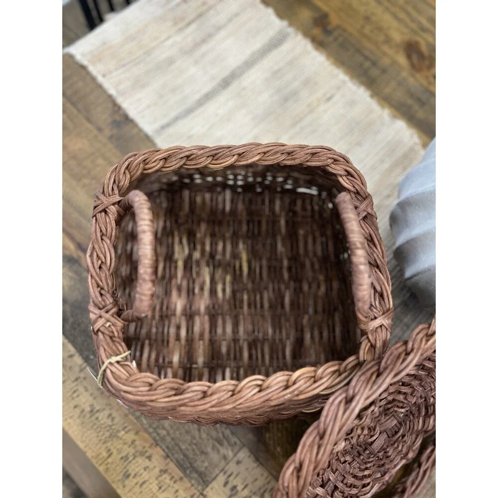 Square Rattan Basket Dark Brown - Threshold designed with Studio McGee NEW Viral